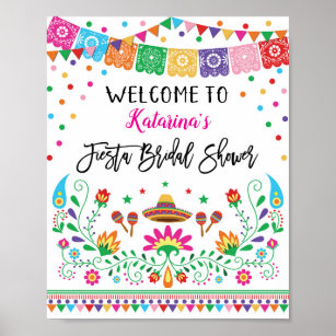Mexican Fiesta Bridal Shower Confetti Welcome Sign Poster
