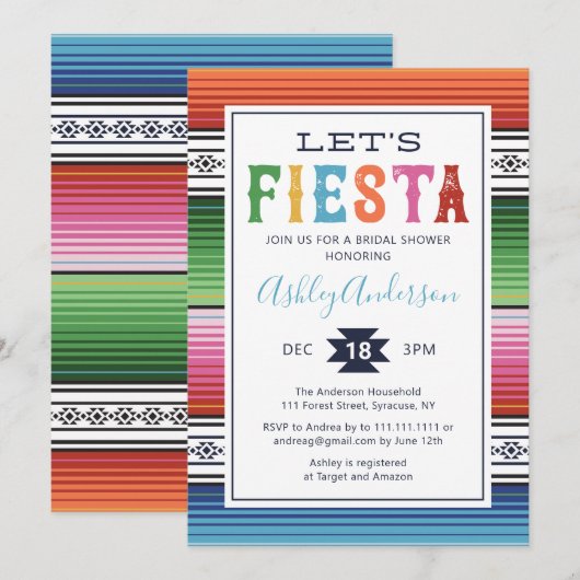 Mexican Fiesta Bridal Shower Kaart (Voorkant / Achterkant)