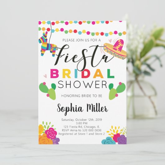 Mexican Fiesta Bridal Shower Kaart (Staand voorkant)