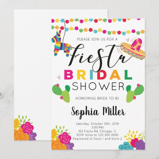 Mexican Fiesta Bridal Shower Kaart (Voorkant / Achterkant)