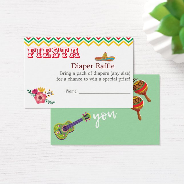 Mexican Fiesta Charming Baby shower Diaper Raffle Visitekaartje (Bureau)
