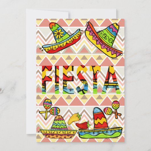 Mexican Fiesta Cinco de Mayo Invitations Chevron Kaart (Voorkant)