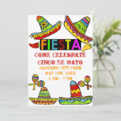 Mexican Fiesta Cinco de Mayo Invitations White Kaart (Staand voorkant)