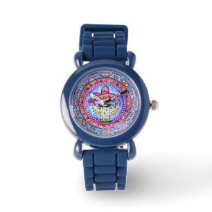 Mexican Fiesta Cinco de Mayo Sombrero Pet Blauw Ro Horloge