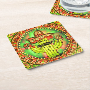 Mexican Fiesta Cinco de Mayo Sombrero Pet Green Kartonnen Onderzetters