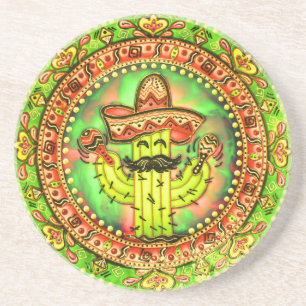 Mexican Fiesta Cinco de Mayo Sombrero Pet Green Zandsteen Onderzetter