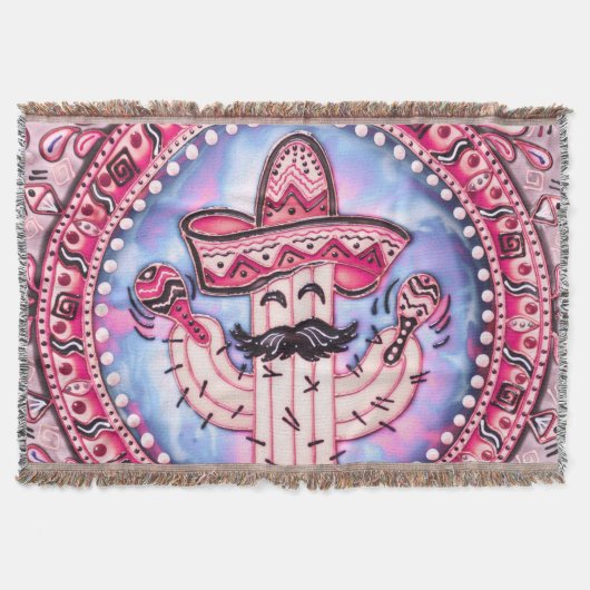 Mexican Fiesta Cinco de Mayo Sombrero Pink Blue Deken (Voorkant)