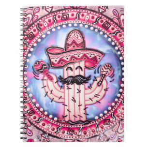 Mexican Fiesta Cinco de Mayo Sombrero Pink Blue Notitieboek