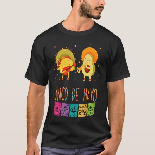 Mexican Fiesta Cinco De Mayo Tacos And Avocado Mex T-shirt (Voorkant)