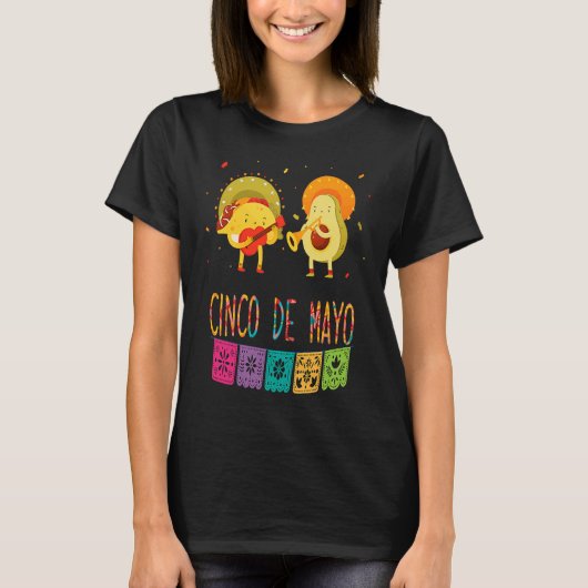 Mexican Fiesta Cinco De Mayo Tacos And Avocado Mex T-shirt (Voorkant)