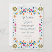 Mexican Fiesta Colorful Floral Boda Wedding Kaart (Voorkant)