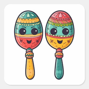 Mexican Fiesta Cute Maracas Vierkante Sticker