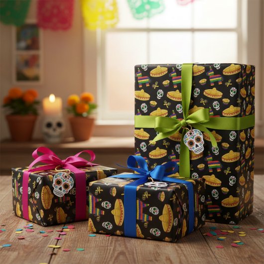 Mexican Fiesta & Día de Muertos Wrapping Paper Cadeaupapier