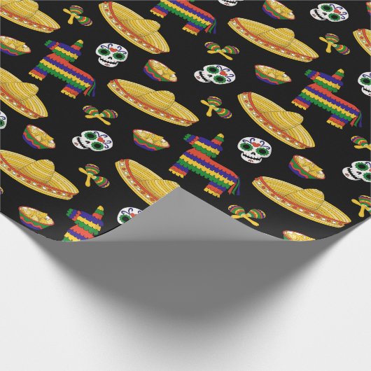 Mexican Fiesta & Día de Muertos Wrapping Paper Cadeaupapier (Hoek)
