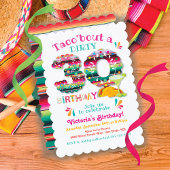 Mexican Fiesta Dirty 30 Papel Picado Birthday Invi Kaart