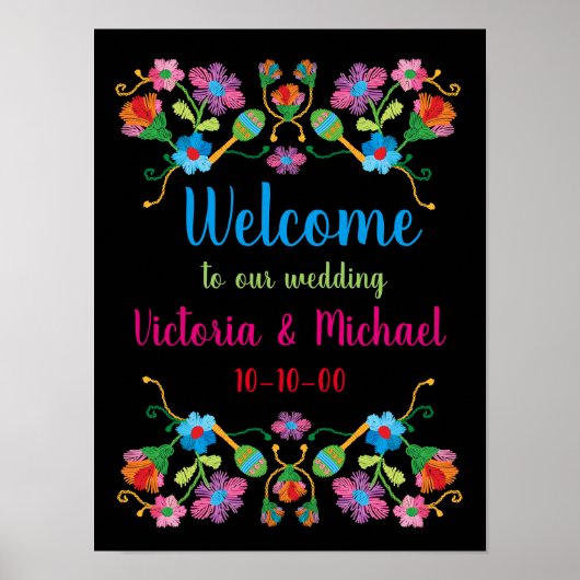 Mexican Fiesta Embroidery Welcome Poster (Voorkant)