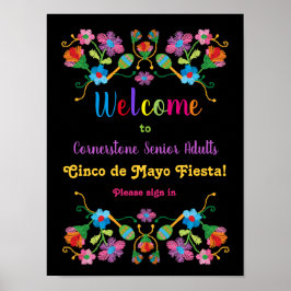 Mexican Fiesta Embroidery Welcome Poster
