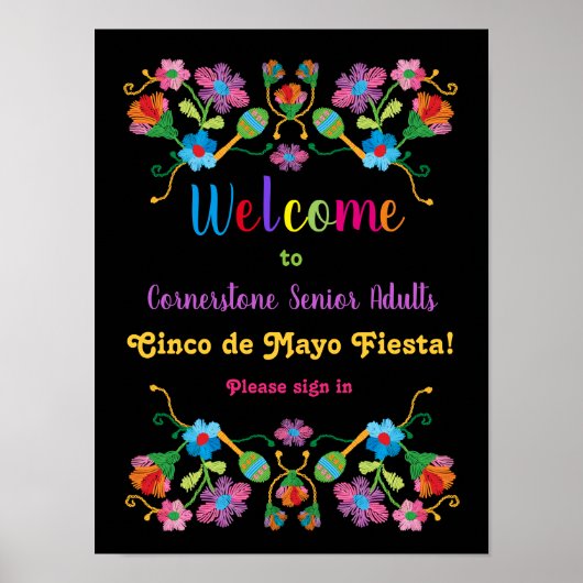 Mexican Fiesta Embroidery Welcome Poster (Voorkant)