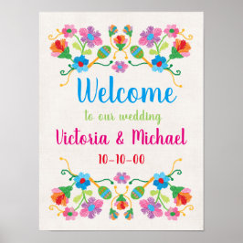 Mexican Fiesta Embroidery Welcome Poster