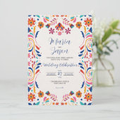 Mexican Fiesta Floral Aesthetic Elegant Wedding Kaart (Staand voorkant)