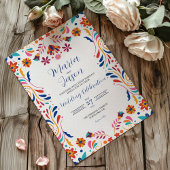 Mexican Fiesta Floral Aesthetic Elegant Wedding Kaart