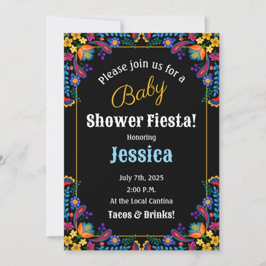 Mexican Fiesta Floral Baby shower Invitation Kaart (Voorkant)