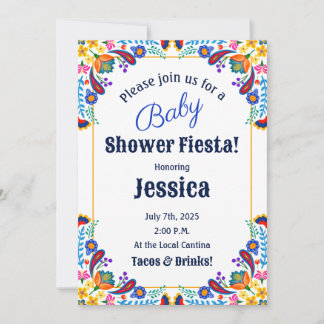 Mexican Fiesta Floral Baby shower Invitation Kaart