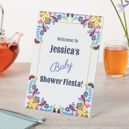 Mexican Fiesta Floral Baby shower Invitation Reclamebord Met Voetstuk (Insitu)