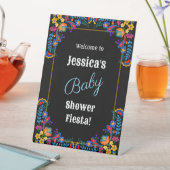 Mexican Fiesta Floral Baby Shower Invitation Reclamebord Met Voetstuk (Insitu)