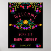 Mexican Fiesta Floral Baby shower Welkom Poster (Voorkant)