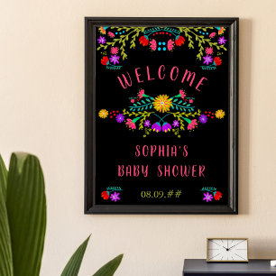 Mexican Fiesta Floral Baby shower Welkom Poster