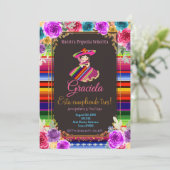 Mexican Fiesta Floral Birthday Mis Tres Años Kaart (Staand voorkant)