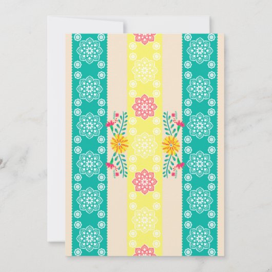 Mexican Fiesta Floral Champagne Quinceanera Kaart (Achterkant)