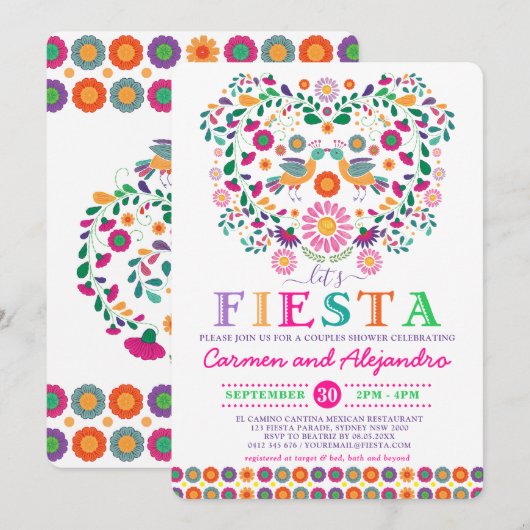 Mexican Fiesta Floral Couples Vrijgezellenfeest Kaart (Voorkant / Achterkant)
