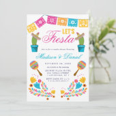 Mexican Fiesta Floral Couples Wedding Shower Kaart (Staand voorkant)