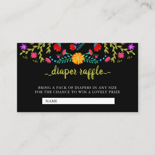 Mexican Fiesta Floral Diaper Raffle Baby shower Informatiekaartje (Voorkant)