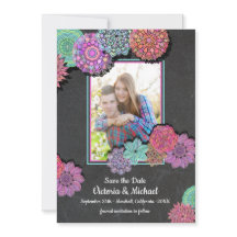 Mexican Fiesta Floral Mandala Save the Date Photo