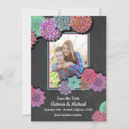 Mexican Fiesta Floral Mandala Save the Date Photo