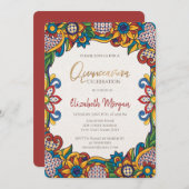 Mexican Fiesta Floral Quinceañera Kaart (Voorkant / Achterkant)