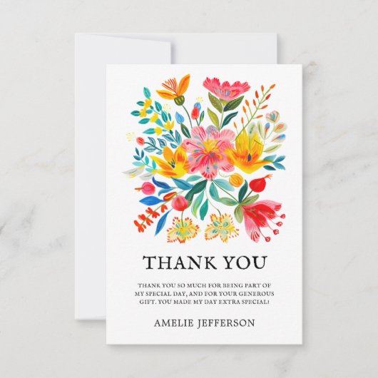 Mexican Fiesta Floral Theme Bedankkaart (Voorkant)