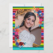 Mexican Fiesta Floral Uw foto toevoegen Quinceaner Kaart (Achterkant)