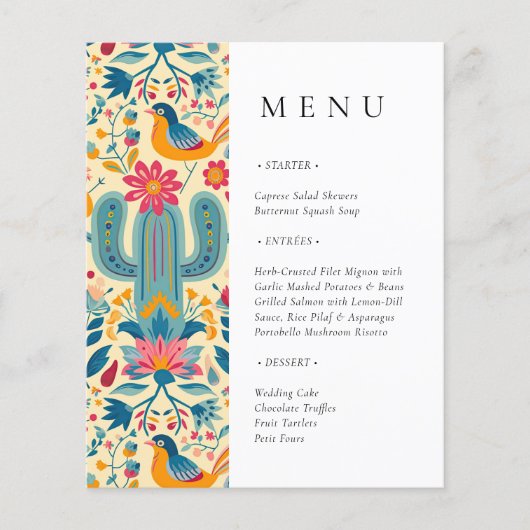 Mexican Fiesta Floral Vrijgezellenfeest Menu (Voorkant)