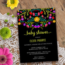 Mexican Fiesta Floral Zwart Kleurrijk Baby shower