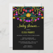 Mexican Fiesta Floral Zwart Kleurrijk Baby shower Kaart (Voorkant)