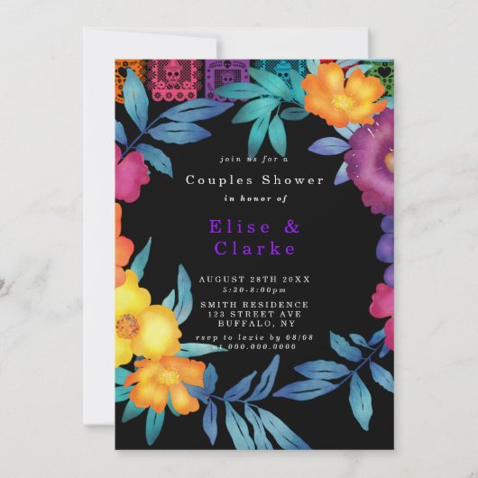 Mexican Fiesta Florals Couple Shower Invitation (Voorkant)