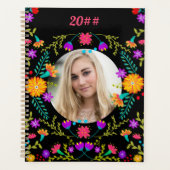 Mexican Fiesta Flowers Black - Aangepaste foto Planner (Voorkant)