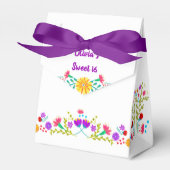 Mexican Fiesta Flowers Wit Paarse Gepersonaliseerd Bedankdoosjes (Voorkant Zijde)