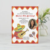 MEXICAN FIESTA FOTO BIRTHDAY INVITATIES KAART (Staand voorkant)