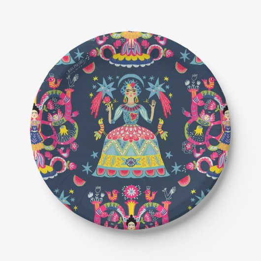 Mexican Fiesta Frida Papieren Bordje (Voorkant)