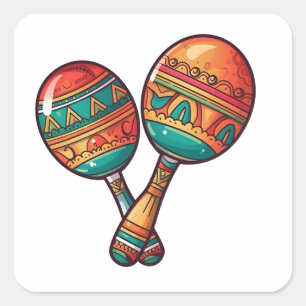 Mexican Fiesta Geweldige Maracas Vierkante Sticker